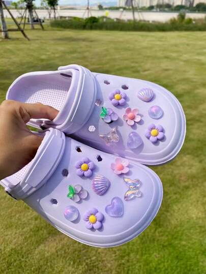 16pcs Butterfly, Heart, 5-Color Flower, Grape, Shell Shaped Shoe Clips, Multifunctional Shoe Accessories For Women's Sandals, Slippers, Beach Bags, Ideal For Holidays And Birthday Party Gifts