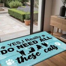 1pc Cute Cat Pattern Printed Rug, Faux Wool Mat - Highly Absorbent, Easy To Clean, Suitable For Home Decor, Farmhouse, Entryway, Indoor, Room, Kitchen, Dining Room, Small Office/Home Office, Sink, Laundry Room, Doormat, Kitchen Mat, Non-Slip Mat