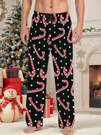 Men's Casual Christmas Print Lounge Pants, Autumn/Winter