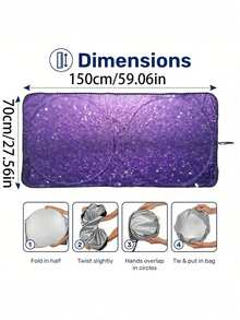 1 pieza Parasol plegable para parabrisas de vehículo, color morado, protección térmica, bloqueo de rayos UV, mantiene el vehículo fresco para automóvil, camión y SUV - Multicolor - Ver 4