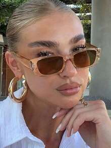 1副女士亚克力休闲长方形镜框简约时尚眼镜，秋季简约轻便高品质眼镜，适合旅行和日常佩戴 - 彩色 - 查看 11