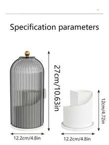 Caja de almacenamiento de maquillaje giratoria de 360°, transparente, caja de almacenamiento de escritorio, soporte para brochas de maquillaje, soporte para bolígrafos de escritorio, decoración del hogar, colgante de baño, caja de almacenamiento de maquillaje a prueba de polvo y resistente al agua, adecuada para tocador, baño, dormitorio, escritorio