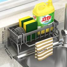 1pc Kitchen Sink Sponge Holder, Self-Draining Sink Organizer Rack With Removable Dish Sponge Storage Box, Plastic Material Soap Dispenser Brush Holder, Kitchen Accessories, Suitable For Bathroom And Kitchen - Multicolor - View 8