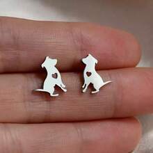 1 Paar niedliche Haustier Hund Tier Ohrringe für Frauen aus Edelstahl, originelle Mode Schmuck Geschenke