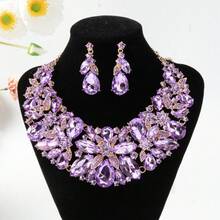 3PC Fashion Bride Fashion Heavy Craft Luxury Banquet Party Daily Elegant Women's Exquisite Jewelry Set - 10-2280 Màu tím - Xem 3