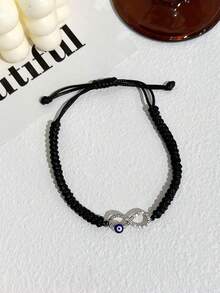 Evil Eye Decor Beaded Anklet - Black - View 5