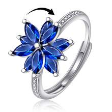 1pc Elegant 925 Sterling Silver Zirconia Flower Shaped Women's Rotatable Colorful Opal Adjustable Ring, Luxury Gift For Family, Friends, Christmas, Halloween, Valentine's Day, Birthday