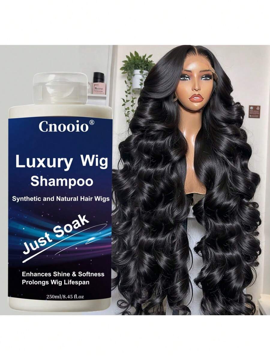 Champú para pelucas, desenreda y antiencrespamiento, hidrata y humecta, promueve la sedosidad y el brillo 250 ML Consistente con queratina, aceite de argán marroquí, champú de agua de arroz para: cabello humano, pelucas sintéticas, cuidado y mantenimiento diario