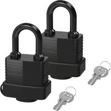 Candados Laminado Impermeables con Tapa Sellada, Juego de 2 Candado Exterior con 4 Mismas Llaves, Latn Macizo, Cerradura para Exteriores Interiores, Gimnasio, Casillero, Garaje - inicial - Ver 1