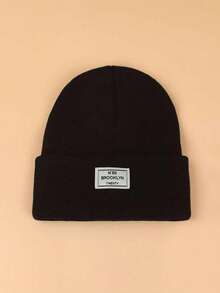 1pc Unisex Stretchy Knit Beanie Hat, Fashionable Street Style Hip Hop Hat With Fabric Label, Y2K Cuffed Skull Cap, Autumn/Winter - Knitted Hat - View 25