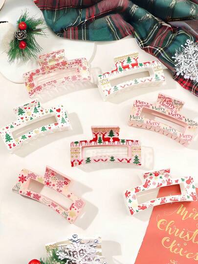 6pcs/3pcs Christmas Hairpins. Christmas Hairpins, Updo Hair Claw, Hair Accessories, Christmas Tree, Elk, Snowflake, Printed Hairpins. Christmas Hair Accessories, Ladies' Christmas Hair Clips. All Kinds Of Christmas Print Patterns. It Can Be Given As A Gift. Gripper, Hairpin. Hair Accessory.,Gifts,Travel,Gifts For Women,Hair Stuff,Stocking Stuffers