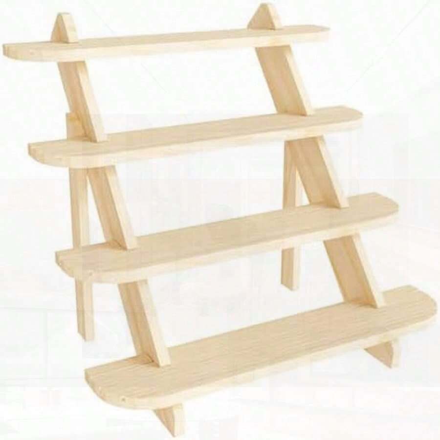 BYCY 4 Tier Wooden Display Riser For Tabletop Shows & Home, Earring & Ring Holder, Cupcake Stand Organizer Showcase (4 Tier)
