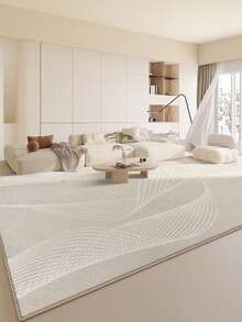 1pc Modern Minimalist Cream-Inspired Creative Abstract Geometric Line Area Rug, Super Soft Plush Faux Wool Contemporary Carpet, Machine Washable Mat, Suitable For Living Room, Bedroom, Bathroom And Entryway - Perfect For Christmas Decor, 700GSM, Indoor/Outdoor Use, Home Decor - Multicolor - View 6