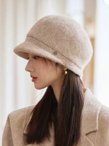 1pc Women's Autumn/Winter New Korean Style Fashion Versatile Knitted Fuzzy Hat, Large Head Circumference Wide Brim Petite Face Visor Cap, Suitable For Outdoor Walking, Skiing, Shopping, Daily Wear,Summer,Beach - Multicolor - View 12