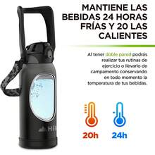 Termo para Agua de 2 Litros de Acero Inoxidable Ultra Resistente, con Manija, Popote y Correa Ajustable, Hermético con  de Bloqueo, Agua Fría Hasta 24 Horas y Caliente Hasta 20 Horas - 1 - Ver 4