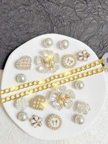 18pcs Detachable Faux Pearl Chain Shoe Decoration, Suitable For Sandals, Slippers, Clogs, Beach Shoes, All Season Use, Perfect Holiday Gift