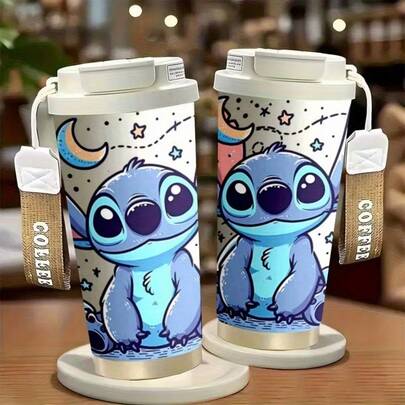 Disney Taza de viaje de acero inoxidable de 18 onzas - Aislada de doble pared, diseño de dibujos animados, apta para bebidas calientes y frías, perfecta para usar en el coche, taza de café