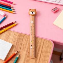 1 pieza Adorable regla de 15 cm con pompones, regla linda con línea de onda con 4 opciones de estilo (Regla con pompones rosa, Regla con pompones caqui, Regla con pompones negra, Regla con pompones beige)