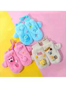 Miniso Pixar Series Furry Carnival Thickened And Fleece Cartoon Warm Gloves Winter Cold-Proof Lanyard Plush Finger Cover