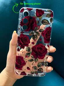 Funda Transparente con Estampado de Rosas Grandes Compatible con iPhone Impermeable a Prueba de Golpes y Arañazos - Multicolor - Ver 5
