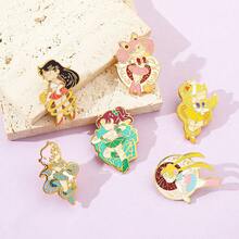 1/6 Stücke Cartoon Anime süße Sailor Mond Tsukino Usagi Brosche, modisch und exquisit, Kawaii Emaille Handwerk, bunte und elegante Taschendekoration, geeignet für täglichen Reisebedarf oder als Geschenk - Verschiedenfarbig - Übersicht 2