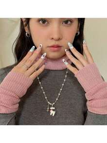 [Zhang Zeyu Style]Dream Little Deer Pearl Necklace Women Sweater Chain Light Luxury High-End Feel - Dây chuyền ngọc trai hình con nai dễ thương - Xem 5