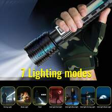 Outdoor Super Bright LED Flashlight, Rechargeable Home Strong COB Handheld Flashlight With Tail Magnet Light, Multiple Lighting Modes, Suitable For Camping, Maintenance, Fishing, Emergency Situations, Outdoor Activity Lighting - màu đen - Xem 7