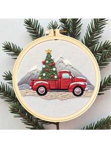 1 Set DIY Embroidery Kit With Plastic Embroidery Hoop, Christmas Gift Embroidery Wall Hanging Decor, Random Color Embroidery Frame