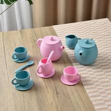 幼儿角色扮演下午茶套装，可水洗软硅胶玩具，早教硅胶玩具套装，幼儿角色扮演茶具，婴儿厨房玩具套装，茶壶和吸管杯，送给女孩的礼物 - 彩色 - 查看 4
