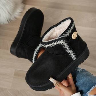 Fashionable Versatile Thick Sole Warm Short Boots, Suitable For Outdoor, Beach, Indoor And Outdoor Wear