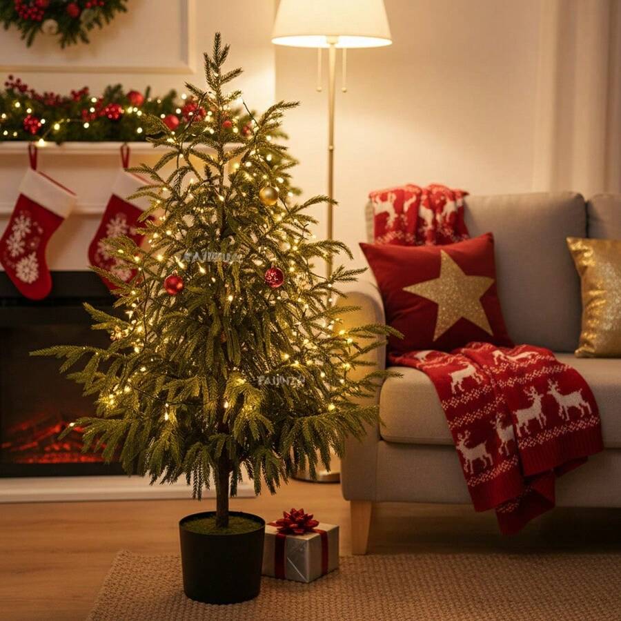 1-Pack 24" Artificial Norfolk Pine Trees - Realistic Faux Christmas Greenery For Tabletops, Mantels, Entryways, And Holiday Or Year-Round Home Decor - Green - View 1