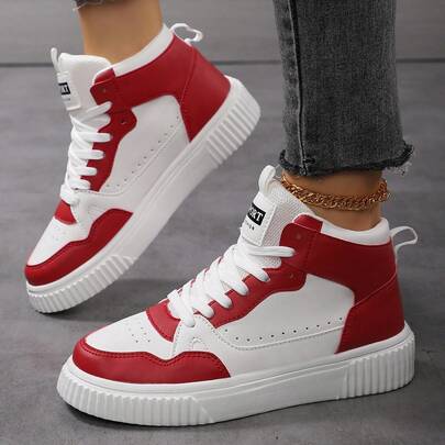 Mid-Top Sneakers | Unisex Versatile Sporty Casual Shoes | PU Upper + EVA Lightweight Shock-Absorbing Sole, Not Tiring Feet When Walking | Street Outings | Daily Versatile Matching | Essential For Fashion Street Style