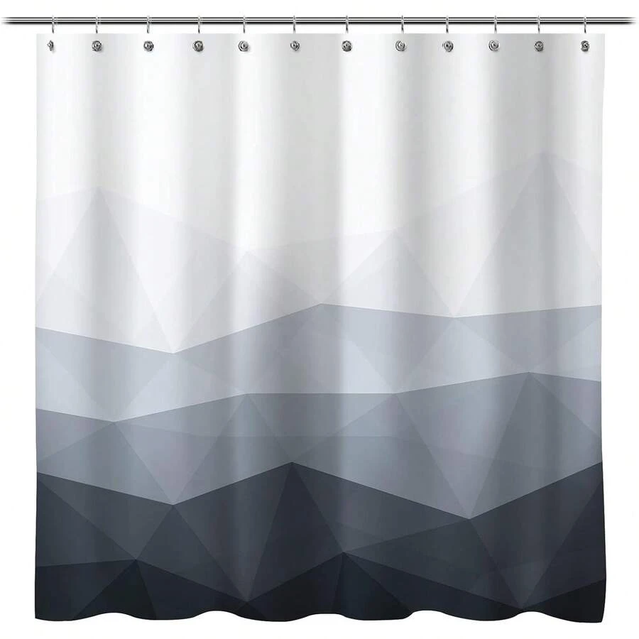 Popular Ombre Blue Fabric Contemporary Shower Curtains For Bathroom Dcor - 灰色 - 查看 1