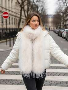 1条女士纯色蓬松保暖围巾，仿兔毛绒设计，高端优雅甜美风格，秋冬新款柔软保暖披肩，时尚百搭，适合日常出行，可作为节日礼物送给朋友。 - 彩色 - 查看 5