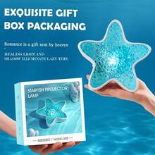 Luz de proyección de atmósfera colorida con forma de estrella de mar, luz nocturna de aurora de siete colores, luz LED recargable por USB, para dormitorio, sala de estar, regalo de cumpleaños y festival, luces decorativas que traen el romance del océano a tus noches