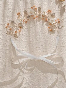 1 peça de tiara para cabelo de noiva com cristais, pérolas artificiais e flores. Acessório perfeito para casamento, festa e eventos noturnos. Ideal para damas de honra e floristas. Acessórios para o Dia dos Namorados. - Ouro - Ver 15