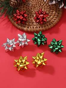 1/4 对创意彩色圣诞花耳环，女孩节日派对配饰 - 彩色 - 查看 2