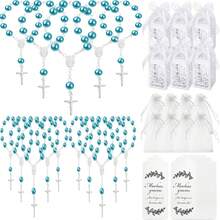 120pcs Baptism Shower Wedding First Communion Decoration Kit, Includes 30pcs Mini Beads, 30pcs Cross-Shaped Small Boxes, 30pcs Organizational Gift Bags, 30pcs Thank You Kraft Paper Labels, Made Of Plastic, For Wedding, Shower, Baptism, First Communion, Spring, Summer, Fall, Winter - 彩色 - 查看 11