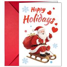 Zestaw 5 zabawnych kartek świątecznych z życzeniami i kopertami, ręcznie pisane kartki świąteczne z kreskówkowymi życzeniami