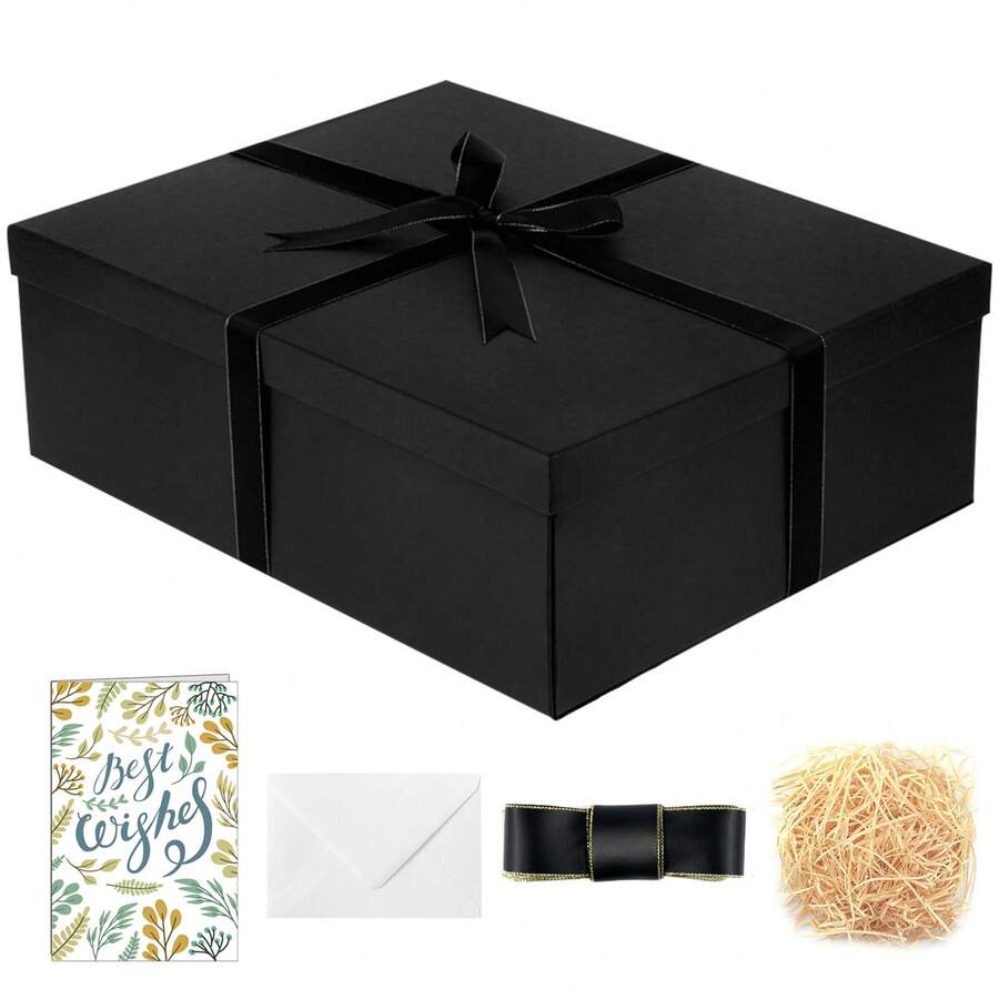 A Large Gift Box 17x13x6 Inches,Black Boxes For Presents,Birthday,Valentine's Day,Mother's Day,Christmas,Anniversary.