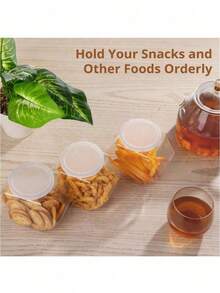 6pcs Hexagon Plastic Jars, Transparent Candy Jars, Plastic Cookie Jars With Airtight Lids, Reusable Wide Mouth Containers For Loose Coffee, Candy, Gifts And Storage