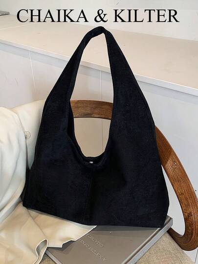 1 件 Low Tea 纯色绒面面料单肩包，女士复古时尚新月形单肩包，顶部单手设计，按扣闭合，适合旅行、购物、约会、女士礼物，非常适合通勤、户外、旅行、徒步旅行和外出