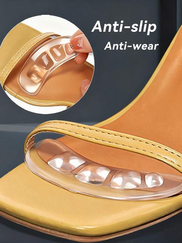 1 par de almohadillas de silicona para talón y antepié de mujer, plantillas antideslizantes para tacones altos, sandalias, mocasines, se ajusta entre tallas de zapatos, soporta el arco, el talón y el antepié