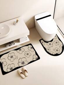 1/3 pezzi Tappetino antiscivolo assorbente per il bagno, tappetino in gel di silice, tappetino da bagno con motivo retrò, tappetino a forma di U per il water, tappetino assorbente per i piedi per il lavabo, tappetino da cucina per decorazioni natalizie, spessore 2,5 mm