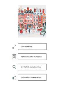 1 Stück rahmenloses gemütliches Winter Straßen-Ölgemälde, Schneestadt Wandkunst Poster, Vintage Landschaftsdruck für moderne Raumdekoration, FunkyPosters, Schlafzimmerdekoration, Wanddrucke für Zimmer, Studentenwohnheim Grundausstattung, herzerwärmende Geschenkidee für Wohnzimmer, Apartment Weihnachtsdekoration