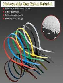 50PCS Reusable Self-Locking Plastic Nylon Cable Ties: Mixed Color Style Secure Fastening, Multiple Color Mixing Combinations, Ribbed Design Is Durable And Flexible, Suitable For Indoor And Outdoor Use - Suitable For Electrical, Gardening, Office, DIY Projects - Space-Saving Cable Tie, Cable Management, Secure Fixation, Durable Plastic Material - Multicolor - View 8
