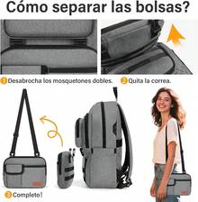 SDYSM Mochilas para Mujer Hombre con Lonchera Mochila para Laptop 15.6 Pulgadas Mochila Impermeable para Viaje Trabajo Picnic - GRIS - Ver 6