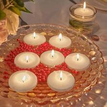 Set Of 24 3 - Inch Floating Candles, White Smokeless And Unscented, Burning Continuously 8 - 10 Hours, Suitable Valentine's Day, Weddings, Holidays, Home Decoration
