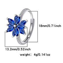1pc Elegant 925 Sterling Silver Zirconia Flower Shaped Women's Rotatable Colorful Opal Adjustable Ring, Luxury Gift For Family, Friends, Christmas, Halloween, Valentine's Day, Birthday