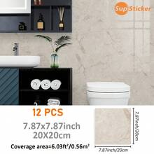12pcs 7.87x7.87/11.81x11.81inch Marble Texture Peel And Stick Wall Decals, Thick Vinyl Waterproof And Washable Wall Stickers For Living Room, Study, Kitchen, Bathroom, Bedroom Home Decor